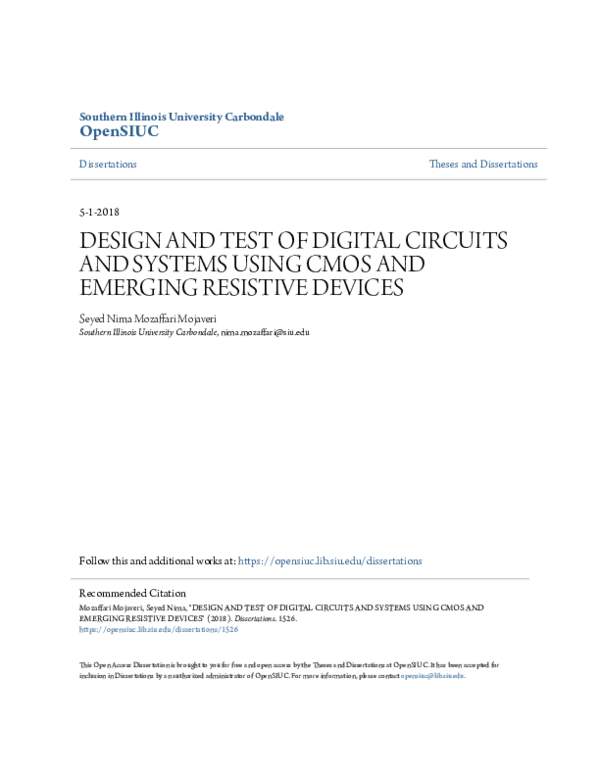 (PDF) Design and Test of Digital Circuits and Systems Using Cmos and ...
