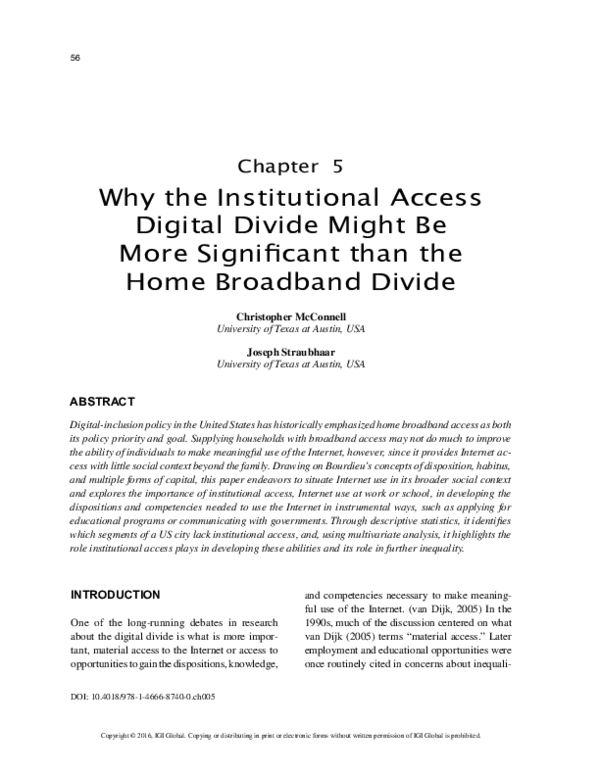 (PDF) Why the Institutional Access Digital Divide Might Be More ...
