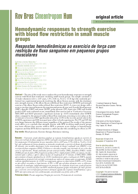 (PDF) Hemodynamic responses to strength exercise with blood flow ...