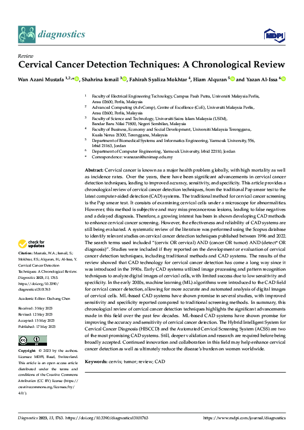 (PDF) Cervical Cancer Detection Techniques: A Chronological Review