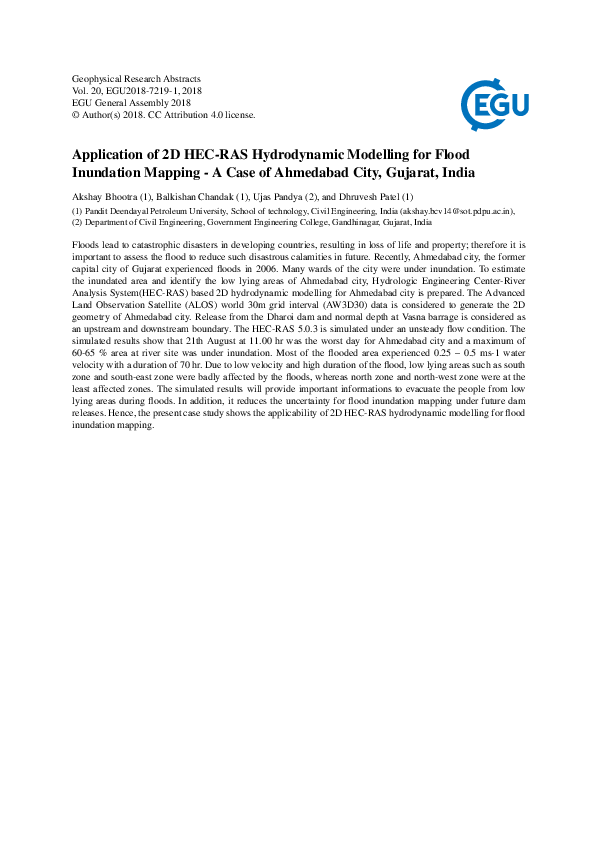 (PDF) Application of 2D HEC-RAS Hydrodynamic Modelling for Flood ...