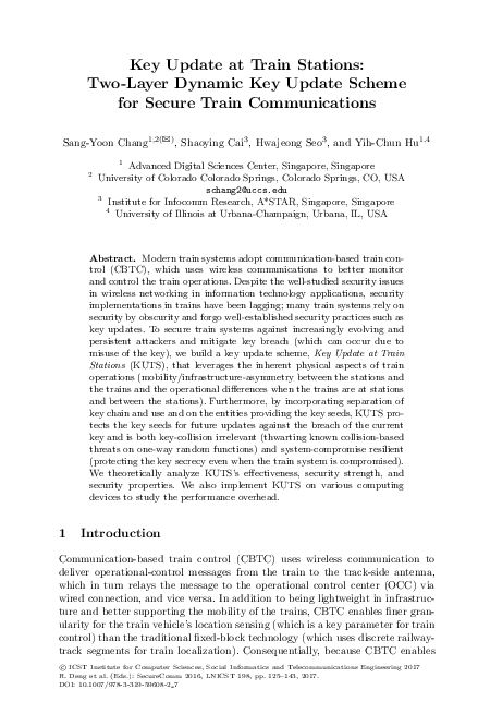 (PDF) Key Update at Train Stations: Two-Layer Dynamic Key Update Scheme ...