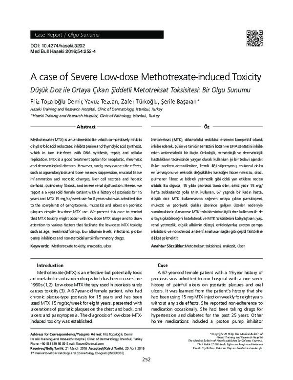 (PDF) A case of Severe Low-dose Methotrexate-induced Toxicity