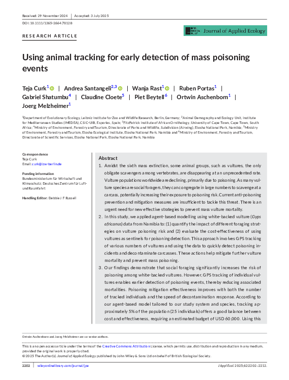 (PDF) Using animal tracking for early detection of mass poisoning events
