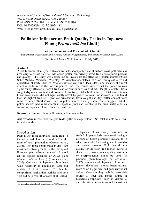 (PDF) Effects of gibberellic acid treatments on fruit thinning and ...