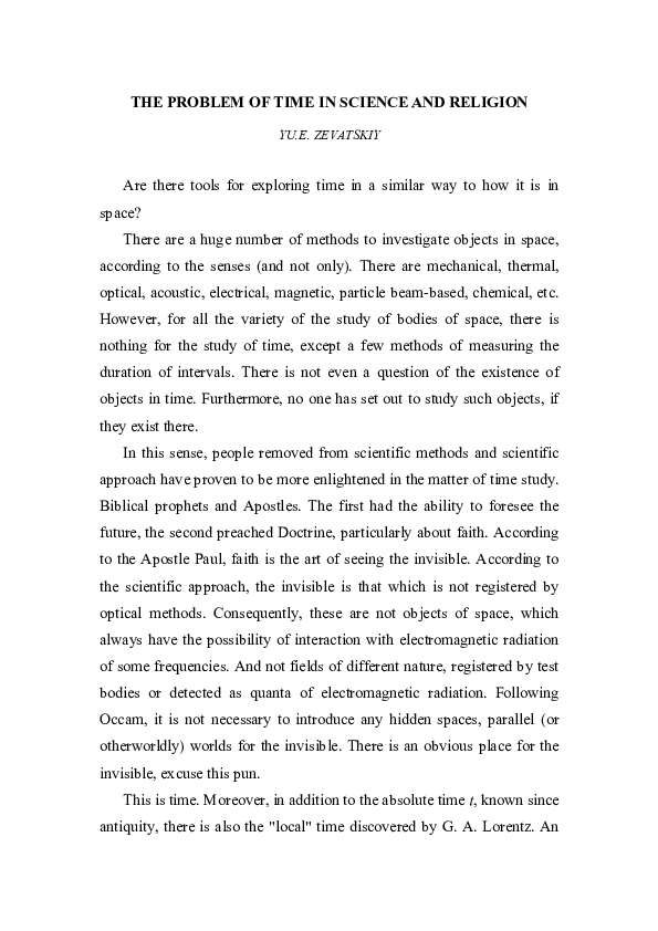 (PDF) THE PROBLEM OF TIME IN SCIENCE AND RELIGION