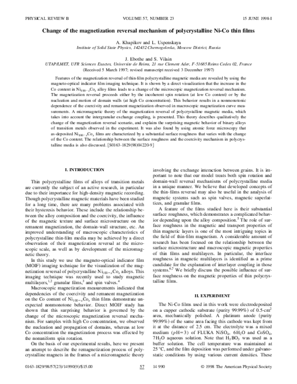 (PDF) Change of the magnetization reversal mechanism of polycrystalline ...