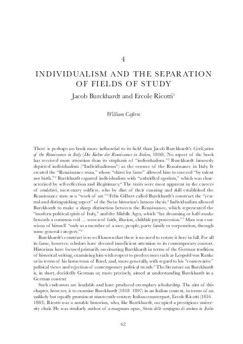 (PDF) Individualism and the Separation of Fields of Study: Jacob ...