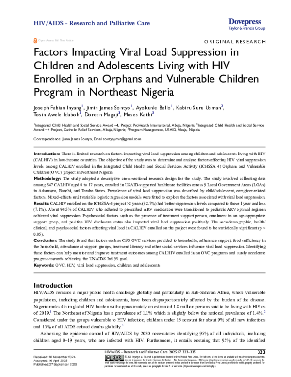 (PDF) Factors Impacting Viral Load Suppression in Children and ...