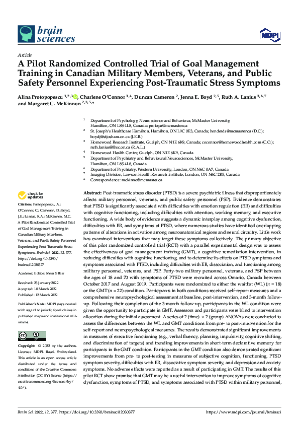 (PDF) A Pilot Randomized Controlled Trial of Goal Management Training ...