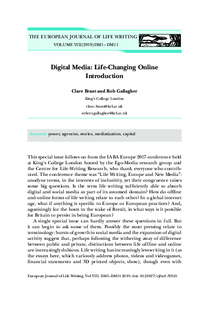 (PDF) Digital Media: Life-Changing Online. Introduction