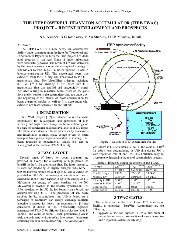 (PDF) The ITEP powerful heavy ion accumulator (ITEP-TWAC) project ...