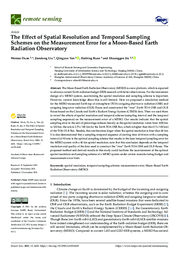 (PDF) The Effect of Spatial Resolution and Temporal Sampling Schemes on ...