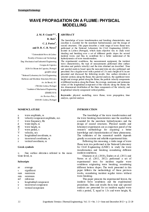 (PDF) Wave Propagation on a Flume: Physical Modelling