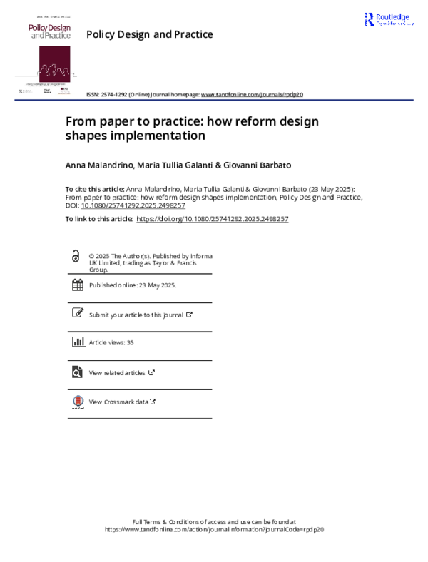 (PDF) From paper to practice: how reform design shapes implementation
