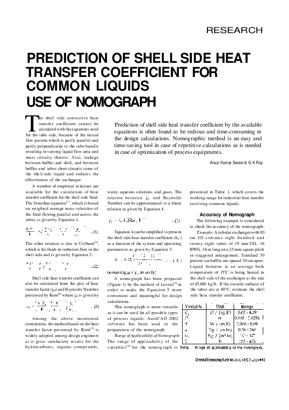 (PDF) Prediction of shell side heat transfer coefficient for common ...