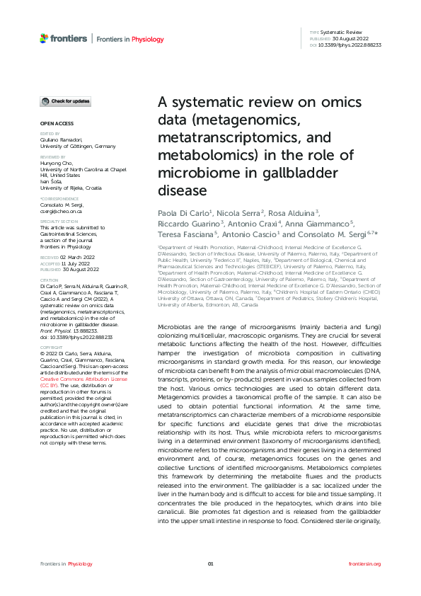 (PDF) A systematic review on omics data (metagenomics ...
