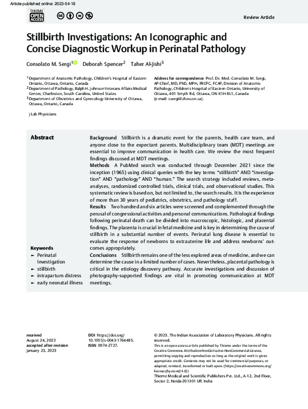 (PDF) Stillbirth Investigations: An Iconographic and Concise Diagnostic ...