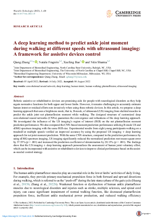 (PDF) A deep learning method to predict ankle joint moment during ...