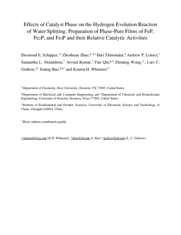 (PDF) Effects of Catalyst Phase on the Hydrogen Evolution Reaction of ...