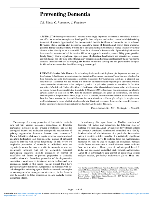 (PDF) Preventing Dementia