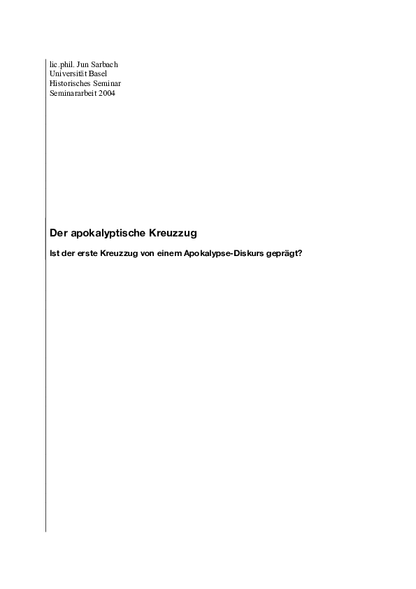 Pdf Der Apokalyptische Kreuzzug Ist Der Erste Kreuzzug Von Einem