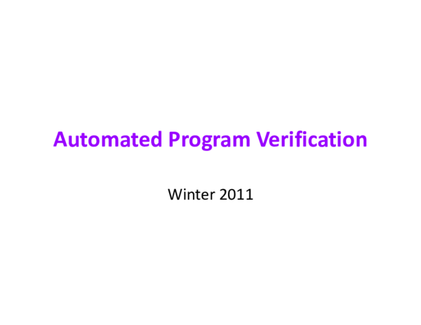 (PDF) Automated Program Verification