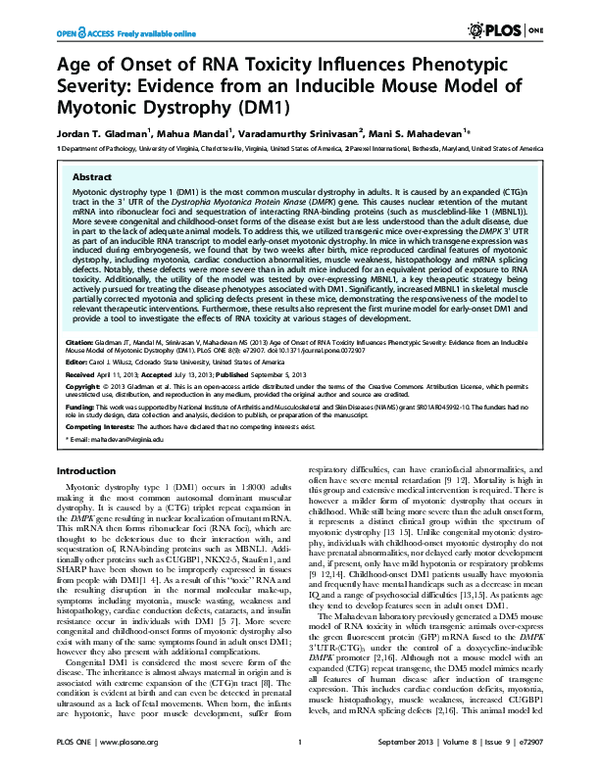 (PDF) Age of Onset of RNA Toxicity Influences Phenotypic Severity ...