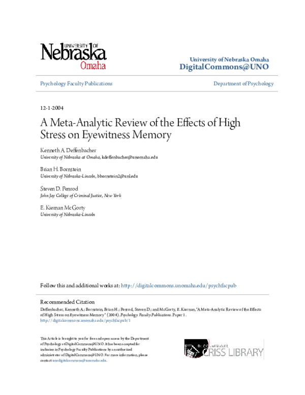 (PDF) A Meta-Analytic Review of the Effects of High Stress on ...