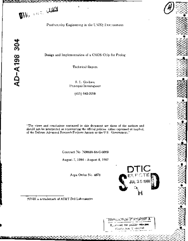 (PDF) Design and Implementation of a CMOS Chip for a Prolog