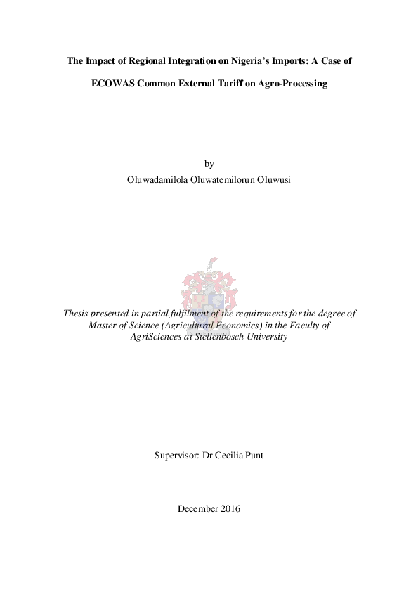 (PDF) The Impact of Regional Integration on Nigeria’s Imports: A Case ...