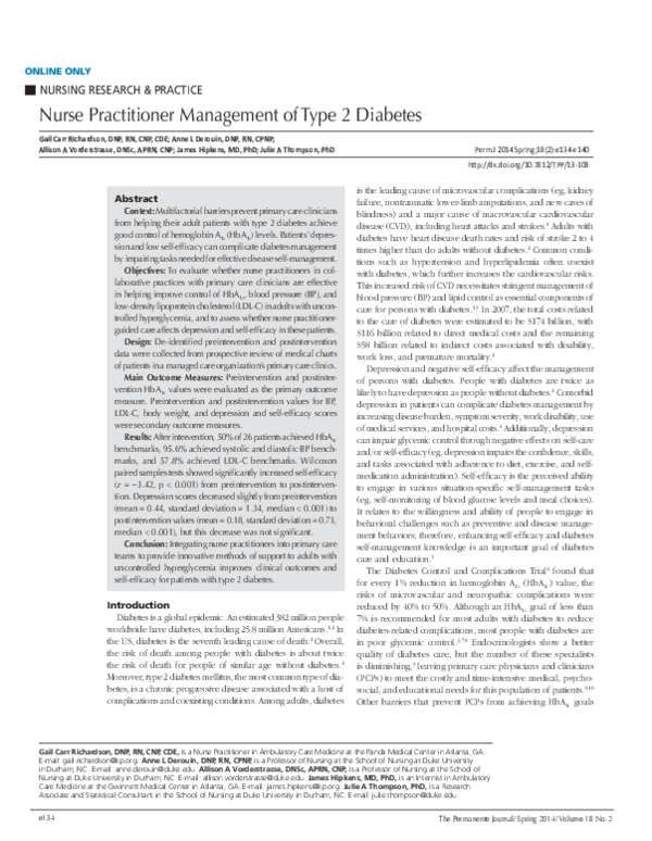 (PDF) Nurse practitioner management of type 2 diabetes