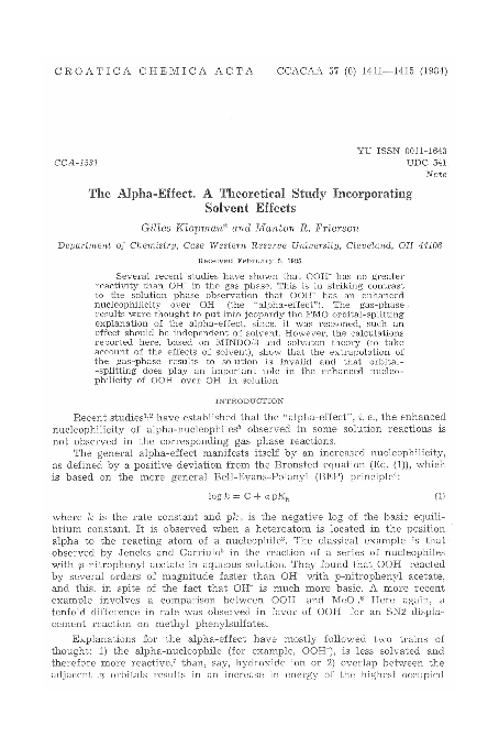 (PDF) The Alpha-Effect . A Theoretical Study Incorporating Solvent Effects