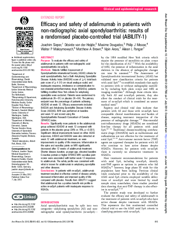 (PDF) Efficacy and safety of adalimumab in patients with non ...