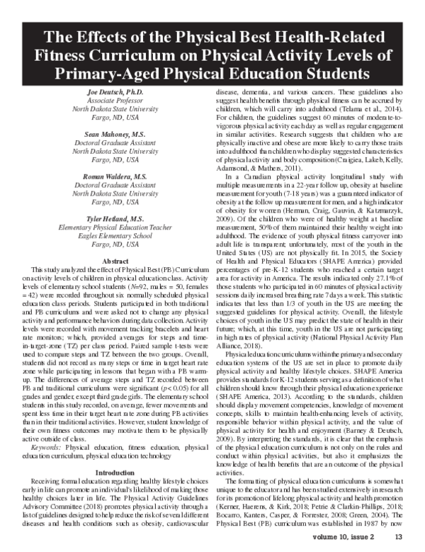 (PDF) The Effects of the Physical Best Health-Related Fitness ...