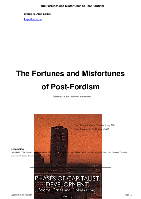 (PDF) The Fortunes and Misfortunes of Post-Fordism