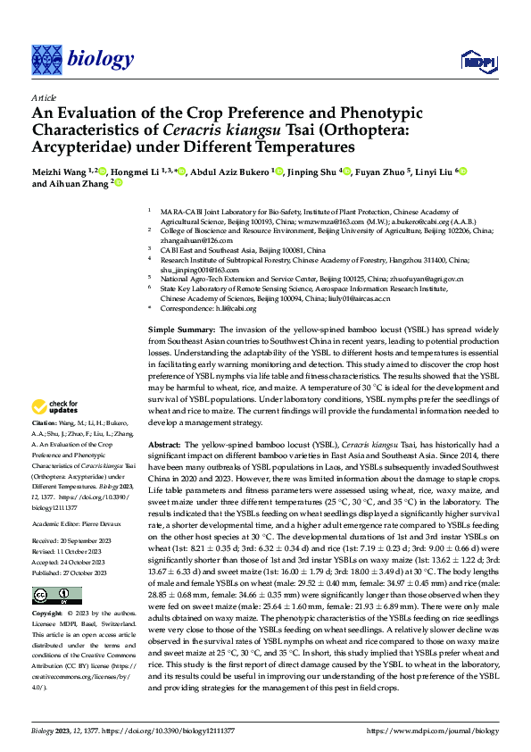 (PDF) An Evaluation of the Crop Preference and Phenotypic ...
