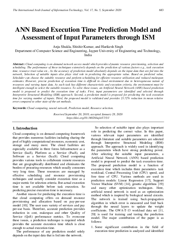 (PDF) ANN Based Execution Time Prediction Model and Assessment of Input ...