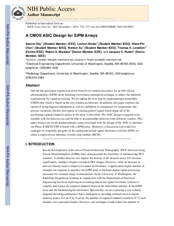 (PDF) A CMOS ASIC design for SiPM arrays