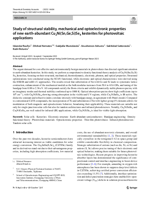 (PDF) Study of structural stability, mechanical and optoelectronic ...
