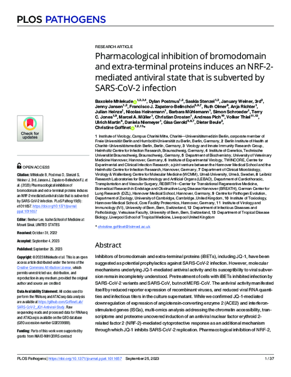 (PDF) Pharmacological inhibition of bromodomain and extra-terminal ...