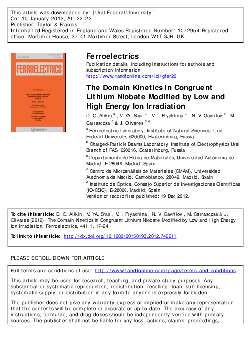 (PDF) The Domain Kinetics in Congruent Lithium Niobate Modified by Low ...