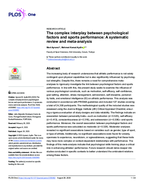 (PDF) The complex interplay between psychological factors and sports ...