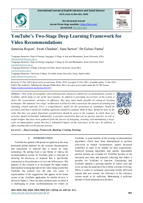 (PDF) YouTube’s Two-Stage Deep Learning Framework for Video Recommendations