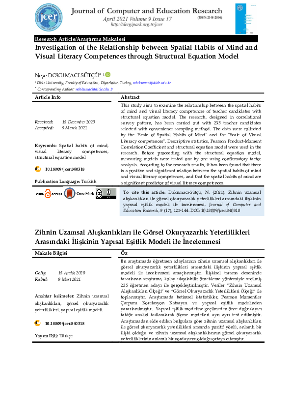 (PDF) Investigation of the Relationship Between Spatial Habits of Mind ...