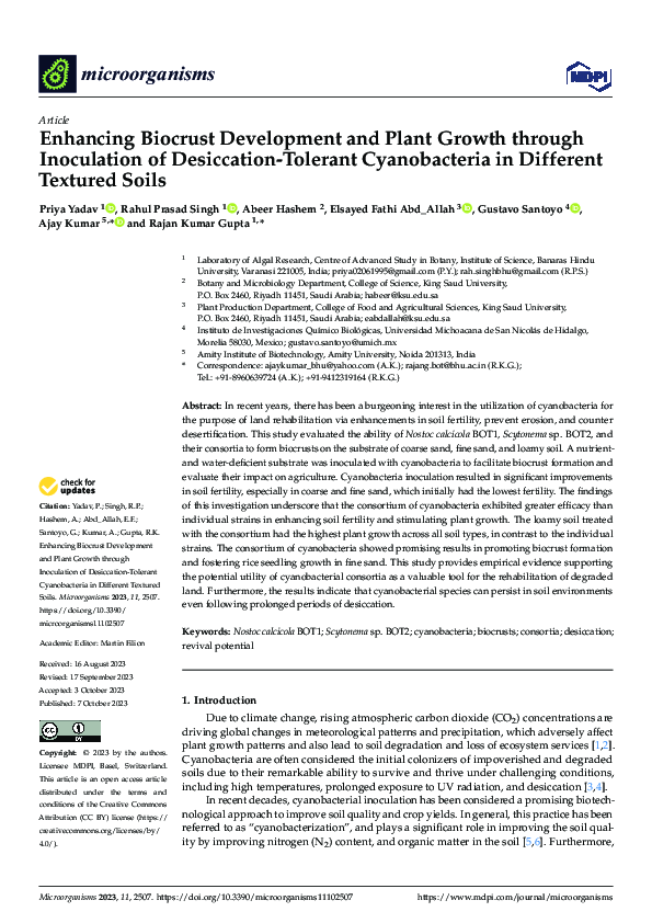 (PDF) Enhancing Biocrust Development and Plant Growth through ...