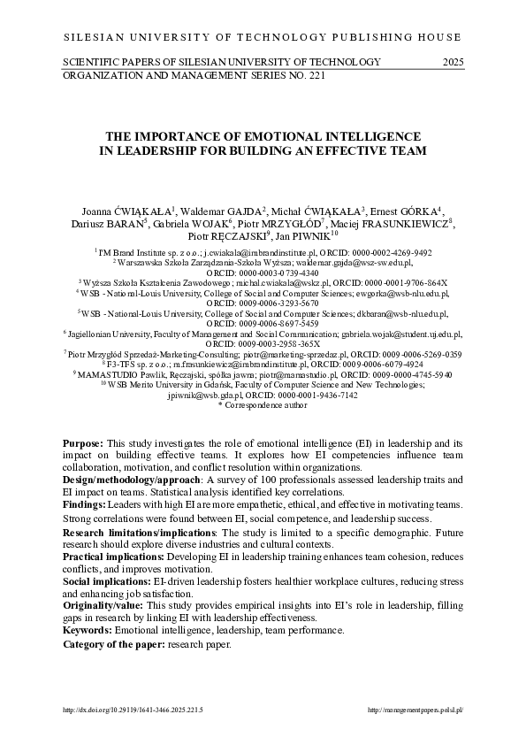 (PDF) The importance of emotional intelligence in leadership for ...