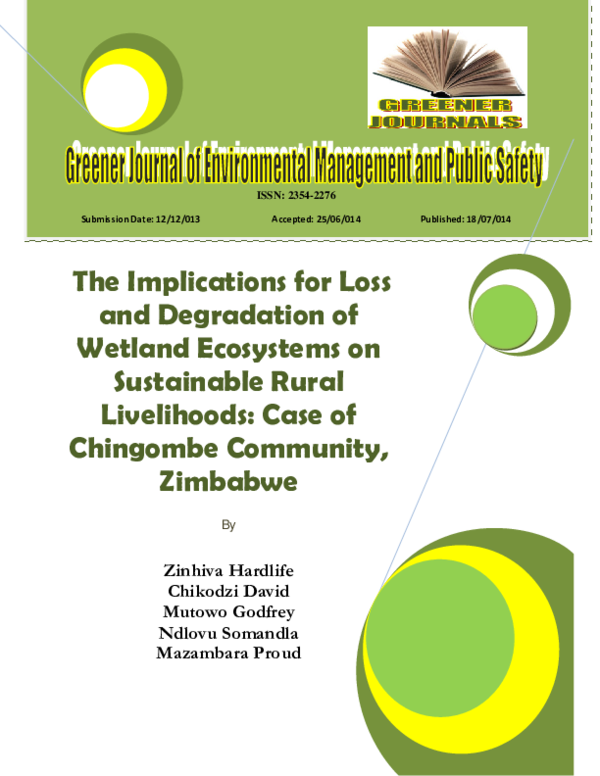 (PDF) The Implications for Loss and Degradation of Wetland Ecosystems ...