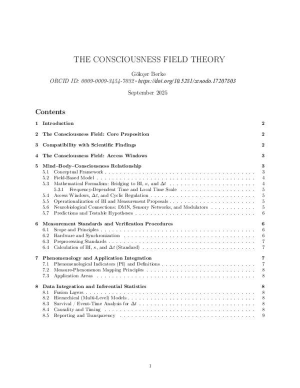 (PDF) THE CONSCIOUSNESS FIELD THEORY