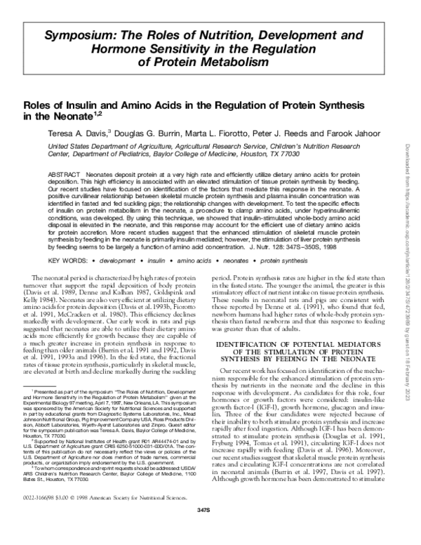 (PDF) Roles of Insulin and Amino Acids in the Regulation of Protein ...
